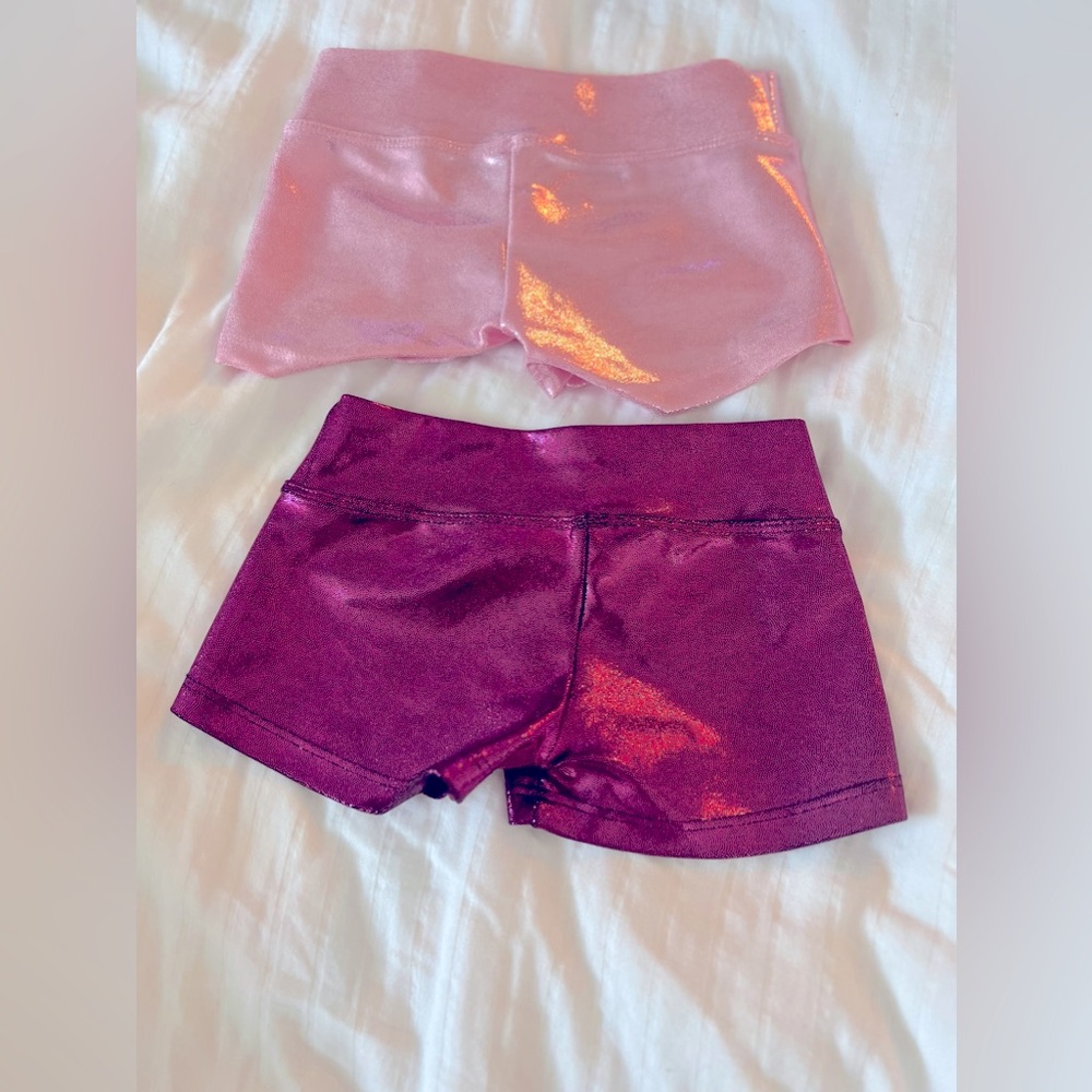 NEVER WORN Dorie Creations Lame Shorts- Hot Pink and Light Pink- Size 4